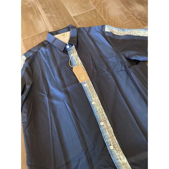 Hardaddy Shirt Men's XL Navy Blue Polyester Classic Fit Short Sleeve Button-Up - Picture 4 of 10